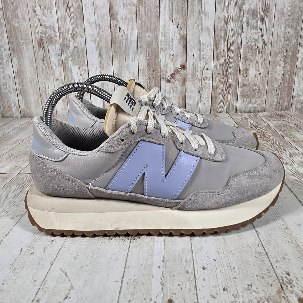 New Balance 237 Grey Lavender Suede Nylon Retro Sneakers WS237GP Womens 7.5